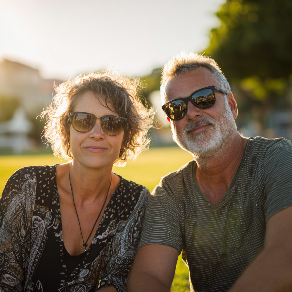 Friends in the sun, healthy and happy